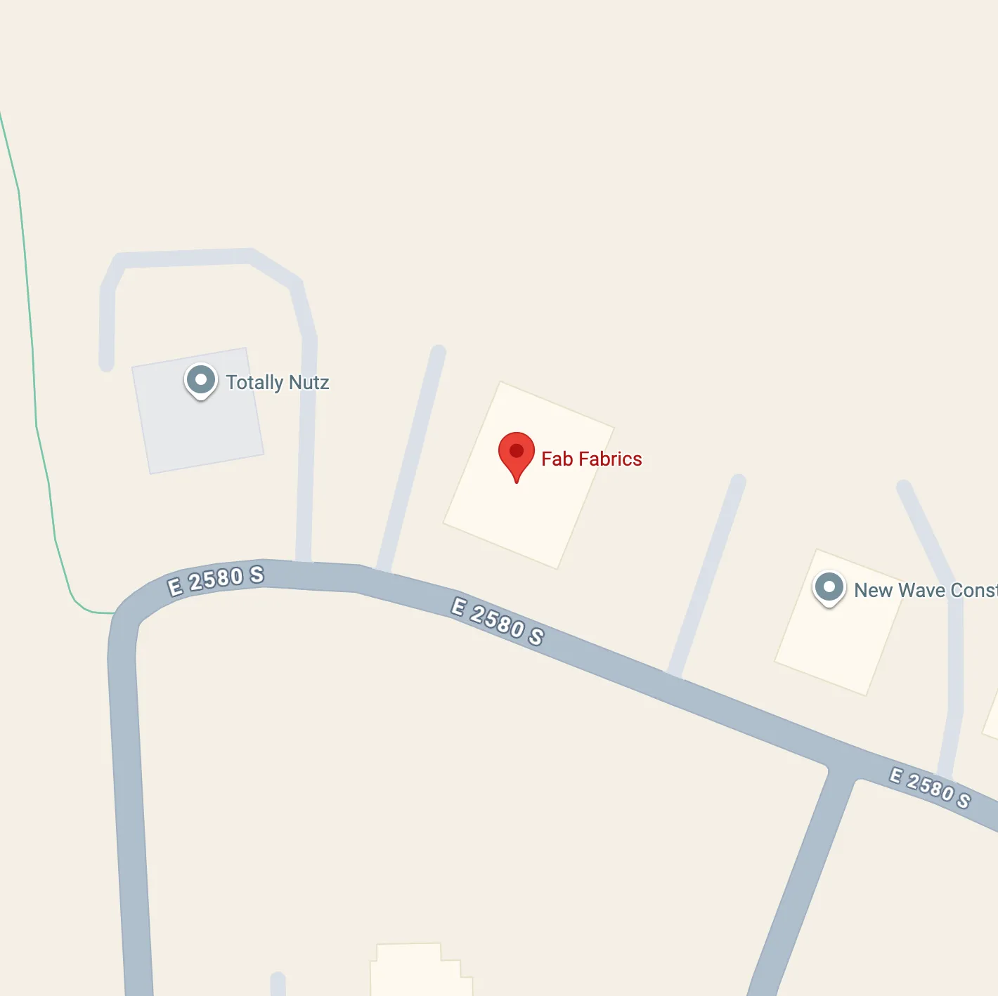 Map showing Fab Fabrics at 87 East 2580 South, St. George, UT